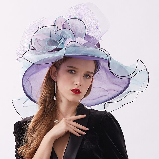  Hoeden voor Dames Brede Rand Fedora Zonnehoed Cloche Kentucky Fascinator Hoeden voor Dames Organza Theeparty Bruid Kerk Hoeden dress to impress Race Day Dress
