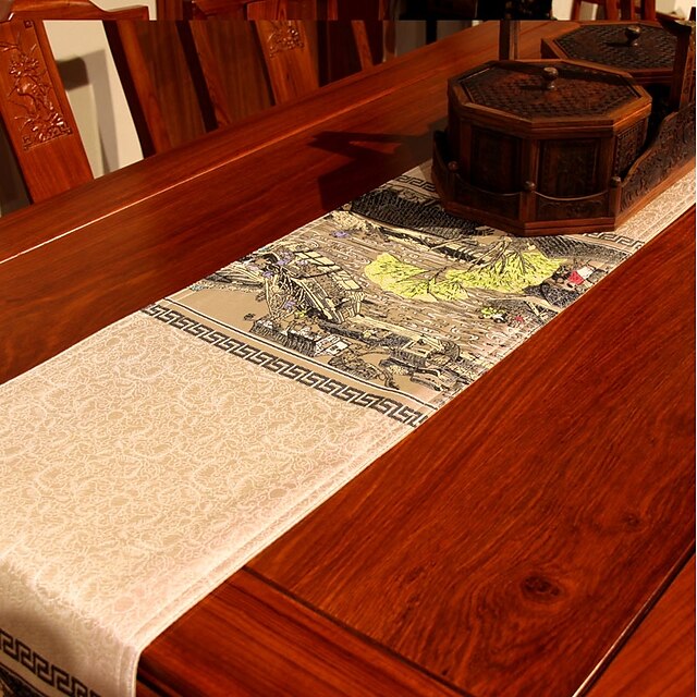  runner non tessuto eco-friendly copritavolo con motivi antichi decorazioni per la tavola per quadrato 30*183 30*200 30*220 30*240 cm beige
