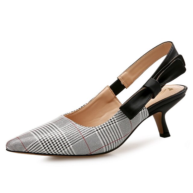  Women's Sandals Pumps Pointed Toe Office & Career Home PU Plaid / Check Gray