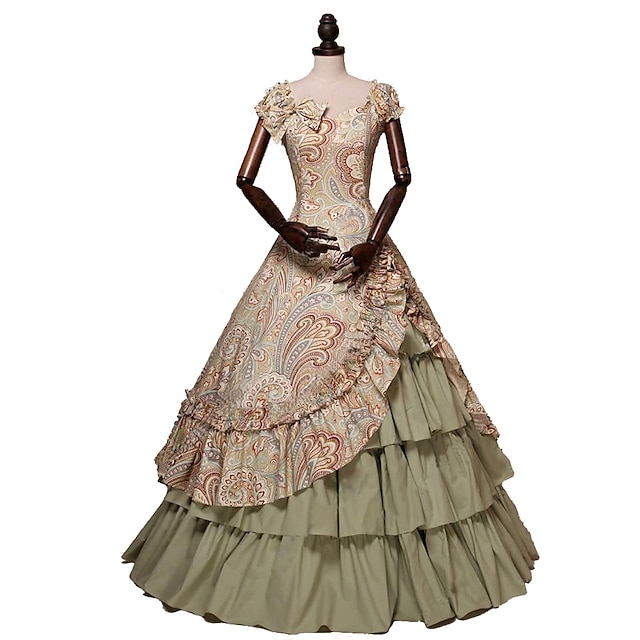  Princess Maria Antonietta Rococo Victorian 18th Century Vacation Dress Dress Party Costume Costume Prom Dress Women's Cotton Costume Brown Vintage Cosplay Masquerade Party & Evening Short Sleeve