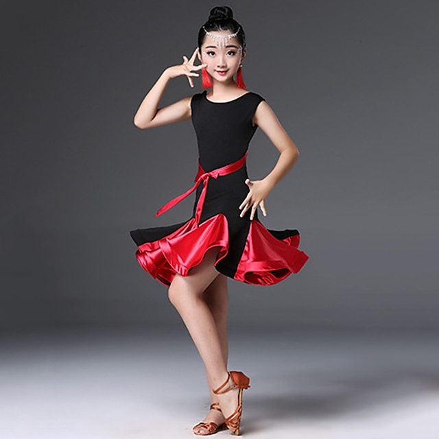 Latin Dance / Kids' Dancewear Dresses Girls' Performance Nylon Ruching ...