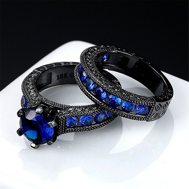  Bandring Zirkonia Blauw Legering 2pcs 5 6 7 8 9 / Dames / Voor heren