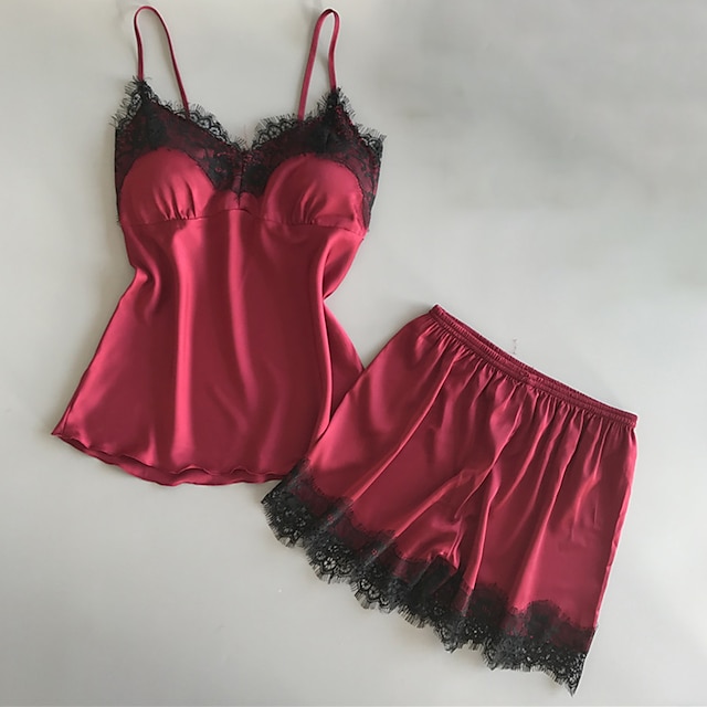  Women's Normal Lace Sexy Lingerie - Polyester Wedding Valentine's Day Solid Colored Bras & Panties Sets Wedding Burgundy Dark Navy White S M L