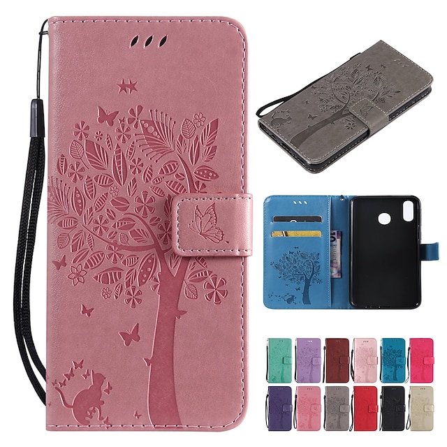  Phone Case For Huawei P30 P30 Pro P30 Lite P10 Plus P20 P20 Pro P20 lite P10 Lite P10 Huawei P9 Plus Wallet Case with Stand Holder Flip Wallet Solid Color Tree Hard PU Leather