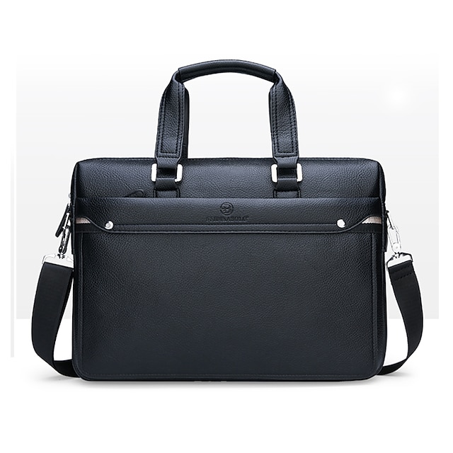  Men's Zipper PU Briefcase Solid Color Black / Brown / Fall & Winter