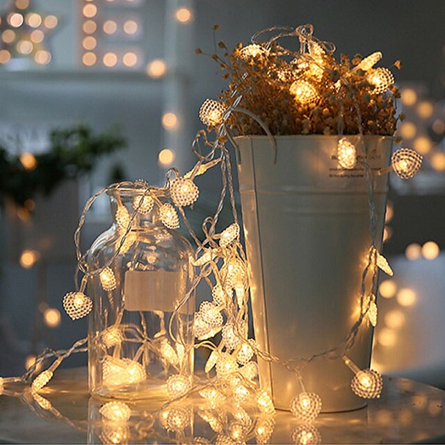  3m String Lights 20 LEDs Warm White White Multi Color Creative Party Decorative AA Batteries Powered 1pc