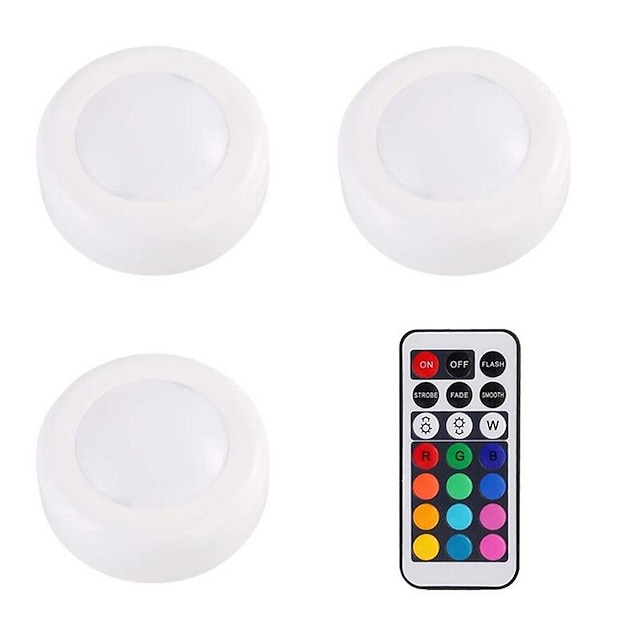  LED Night Light Remote Controlled Touch Sensor Color-Changing AAA Batteries Powered 3pcs