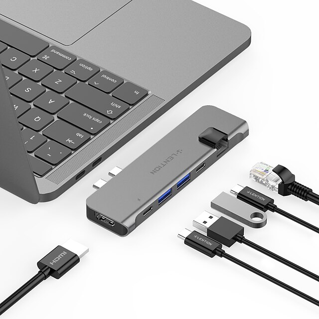  LENTION CB-TP-CS65THE USB 3.0 Type C to HDMI 2.0 / Thunderbolt / USB 3.0 / USB 3.0 Type C / RJ45 USB Hub 8 Ports High Speed / Support Power Delivery Function / Support Thunderbolt 3