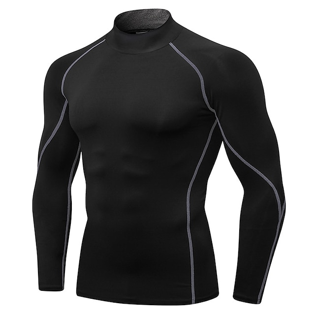 Sports & Outdoors Running, Jogging & Walking | YUERLIAN Mens Compression Shirt Yoga Top Winter Dark Grey Black / Red Fitness Gym