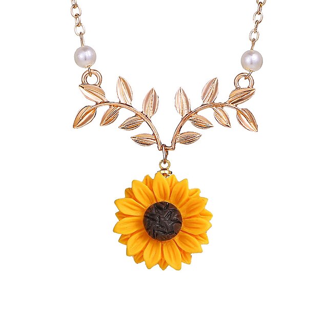  Women's Pendant Necklace Sunflower European Sweet Modern Imitation Pearl Chrome Rose Gold Gold Silver 51+5 cm Necklace Jewelry 1pc For Daily Holiday Street Going out Festival