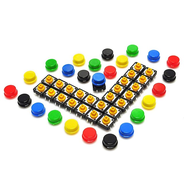  12*12*7.3mm Tact Tactile Push Button Momentary SMD PCB Switch with Cap for Arduino (Pack of 25pcs)