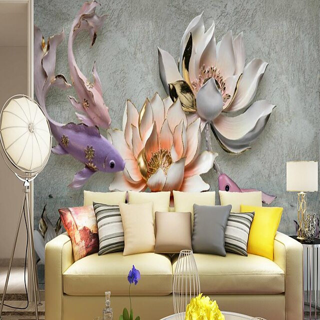  Custom embossed pink lotus large wall covering Mural Wallpaper Suitable for Office Bedroom Restaurant Landscape