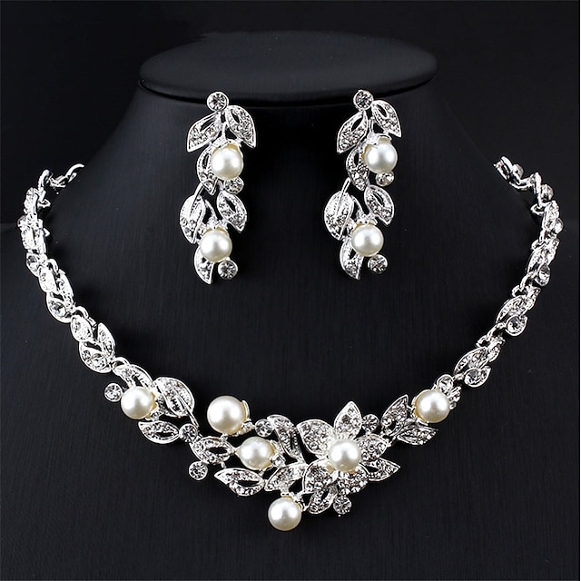  1set Seturi de bijuterii de mireasă For Pentru femei Alb Petrecere Nuntă Cadou Imitație de Perle Ștras Aliaj Clasic Floare / Logodnă