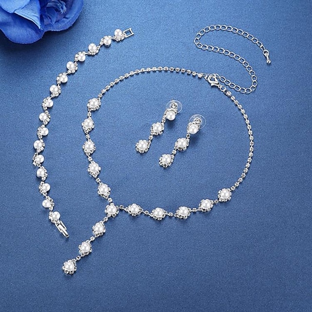  Jewelry Set Bracelet For Women's Crystal Pearl Party Wedding Gift Alloy / Pearl Necklace / Engagement / Valentine