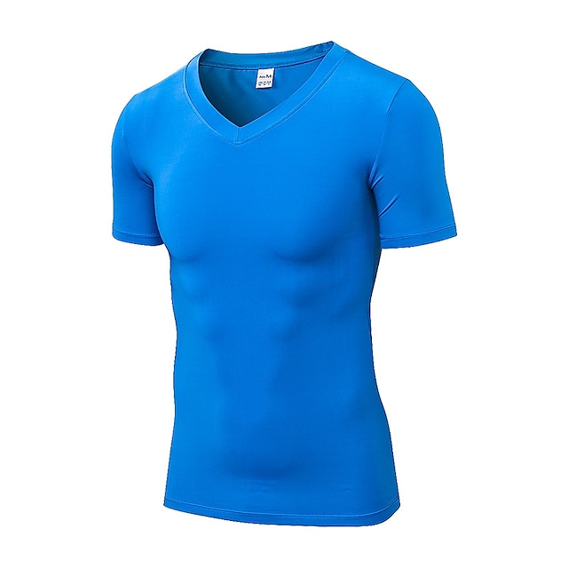 Sports & Outdoors Running, Jogging & Walking | YUERLIAN Mens Short Sleeve V Neck Compression Shirt Running Shirt Tee Tshirt Top 