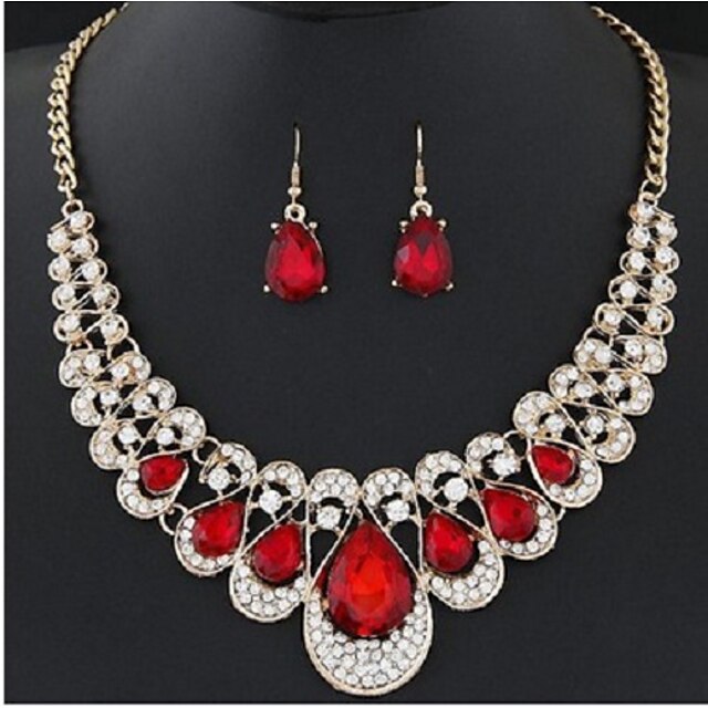  Women's Bridal Jewelry Sets Drop Elegant Sweet Rhinestone Earrings Jewelry White / Black / Red For Wedding Party 1 set