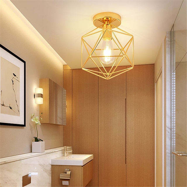  1-Light 21.5 cm Mini Style Flush Mount Lights معدن هندسي مطلي بالكهرباء مستوحى من الطبيعة الحديثة 110-120 فولت 220-240 فولت E26 E27