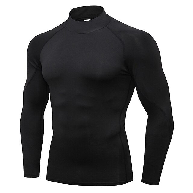 Sports & Outdoors Running, Jogging & Walking | YUERLIAN Mens Compression Shirt Yoga Top Winter Dark Grey Black / Red Fitness Gym