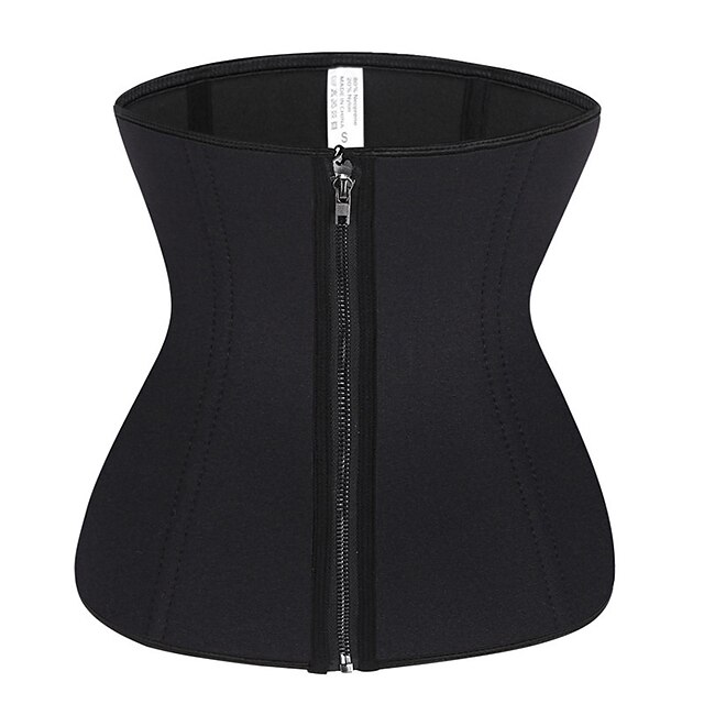  Women's Zipper Underbust Corset - Solid Colored / Vertical Stripes, Modern Style / Basic Black Camel XS S M