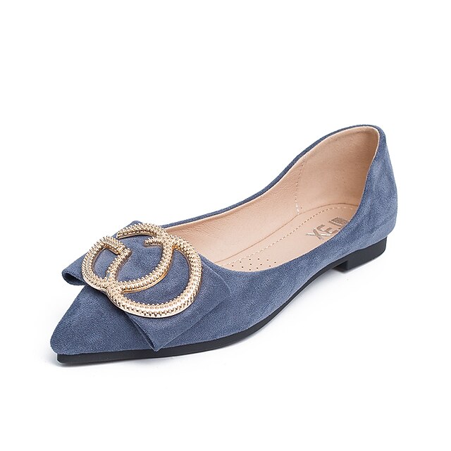  Women's Flats Flat Heel Pointed Toe Buckle Microfiber Casual Walking Shoes Spring & Summer Black / Almond / Blue