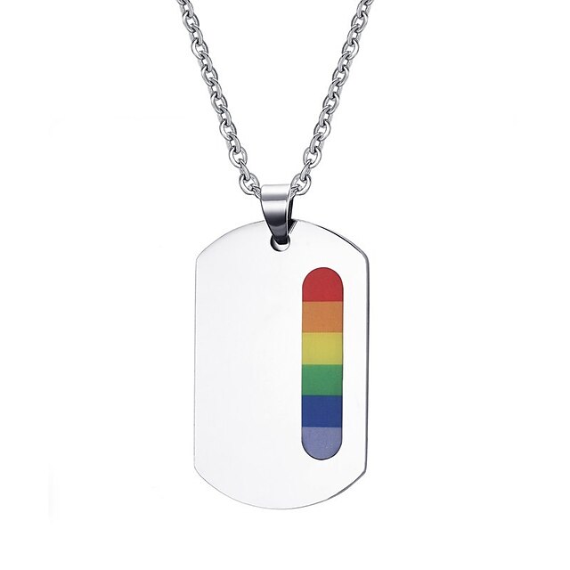  Pendant Necklace Rainbow Steel Stainless For LGBT Pride Cosplay Women's Men's Costume Jewelry Fashion Jewelry