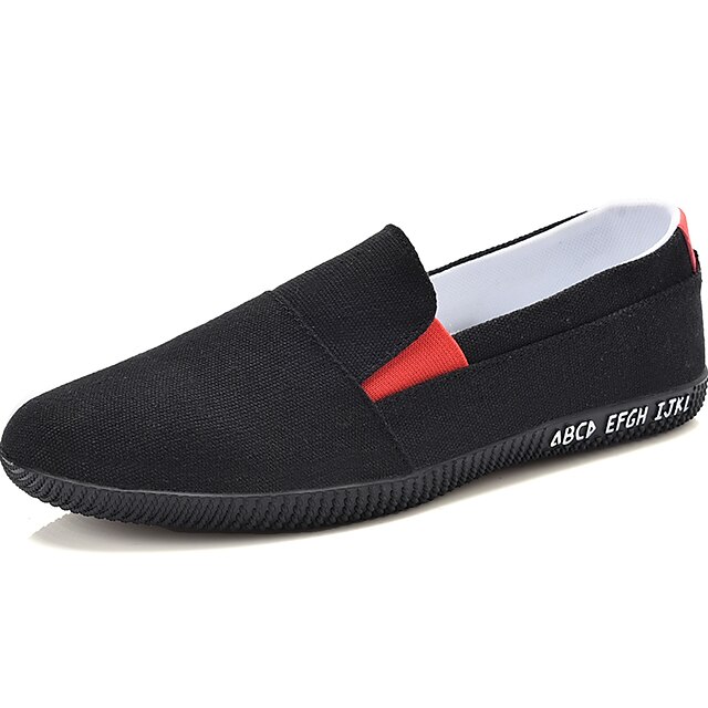  Men's Espadrilles Linen Spring & Summer Casual / Chinoiserie Loafers & Slip-Ons Walking Shoes Breathable Color Block Black and White / Black / Red / Light Red / Outdoor