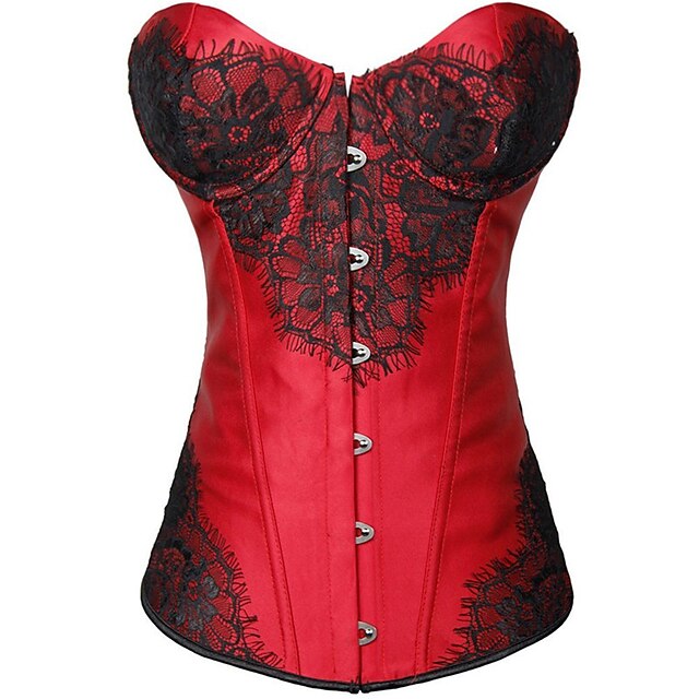 Women S Hook And Eye Overbust Corset Embroidered Print White Purple Red S M L 2023 Us 11 99