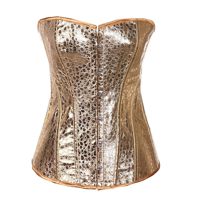  Women's Zipper Overbust Corset - Solid Colored, Vintage Style / Basic Gold S M L
