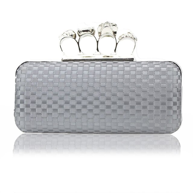  Women's Buttons / Crystals Evening Bag Rhinestone Crystal Evening Bags Solid Color Sillver Gray / Wine / Red / Fall & Winter