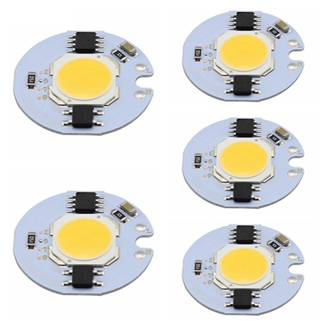  5 piezas COB Luminoso Manualidades Aluminio Chip LED para DIY Proyector de luz de inundación LED 5 W