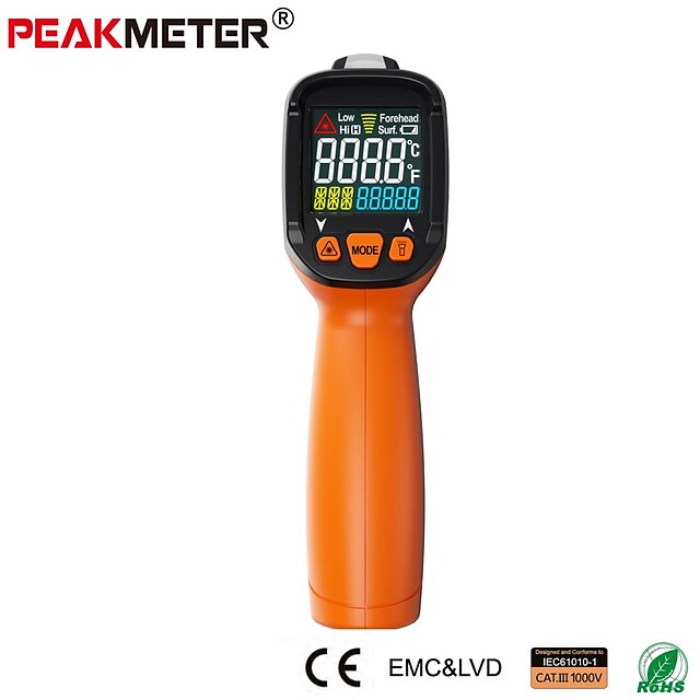  PEAKMETER PM6530A دقة عالية ميزان الحرارة بالأشعة تحت الحمراء -50°C~800°C قياس درجة الحرارة والرطوبة