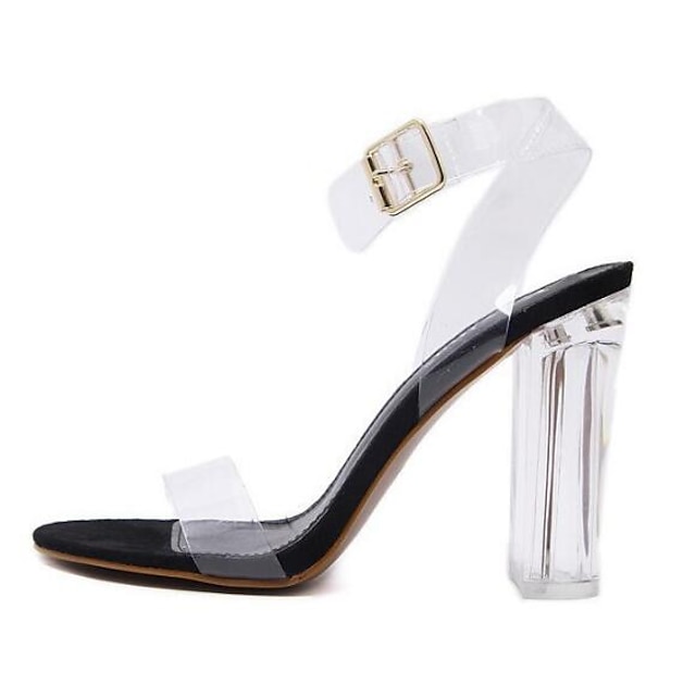  Women's Sandals Katy Perry Sandals Clear Shoes Ankle Strap Sandals Block Heel Sandals Buckle Block Heel Chunky Heel Ankle Strap Heel Peep Toe Transparent Shoes Dress Party & Evening PVC Spring Summer