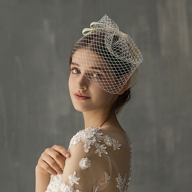  One-tier Stylish Wedding Veil Blusher Veils / Birdcage Veils with Ribbon Bow Tulle
