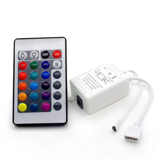 LED Strip Lights DIY Controller 24 Keys IR RGB Control Box Receiver IR ...