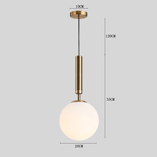 Lights & Lighting Pendant Lights | 1-Light 20 cm Pendant Light Metal Glass Globe Electroplated Painted Finishes Contemporary Art