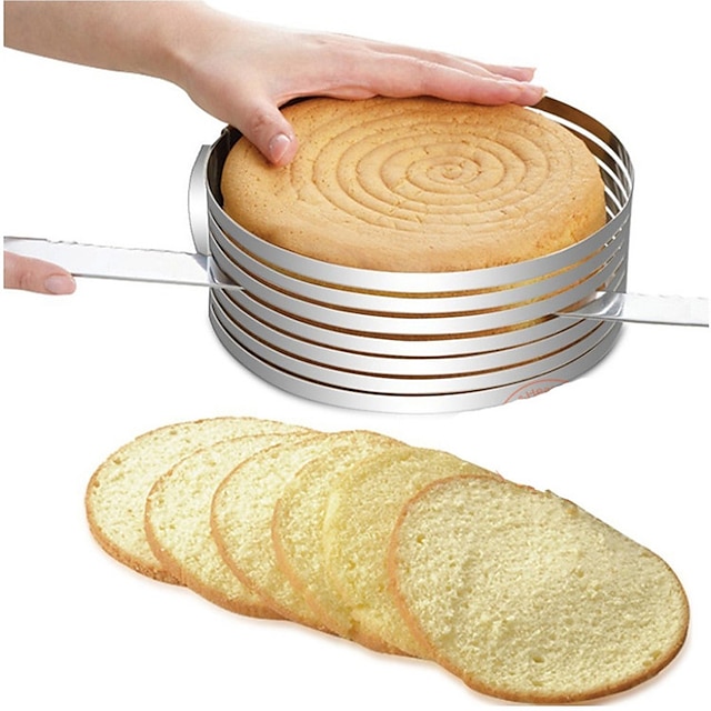  sisäänvedettävä pyöreä kakkumuotti kerrostettu kakkurengas ruostumattomasta teräksestä säädettävä kakun viipalointipakkaus leivontatyökalu