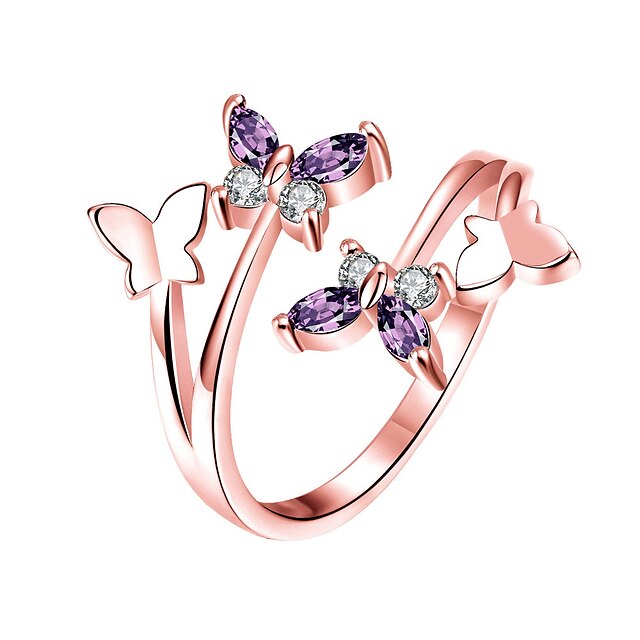  Women's Band Ring Ring Knuckle Ring 1pc Rose Gold Silver Platinum Plated Rose Gold Plated Imitation Diamond Stylish Simple Elegant Wedding Gift Jewelry Butterfly / Open Ring / Adjustable Ring / Daily