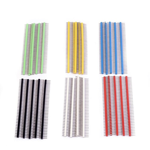  40 pin Breakable Pin Header 2.54mm Single Row Male Header Connector Kit PCB Pin Strip for Arduino (Pack of 30)