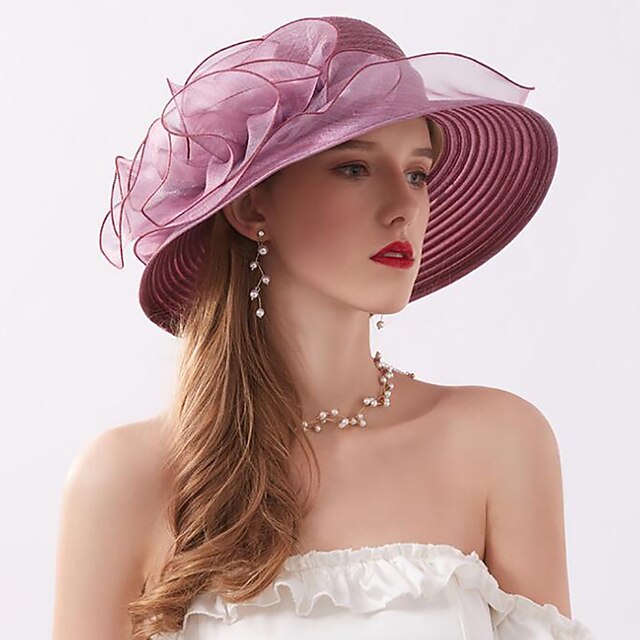  Tulle / Organza Hats / Headwear with Flower / Trim / Ruffle 1 Piece Wedding / Sports & Outdoor Headpiece