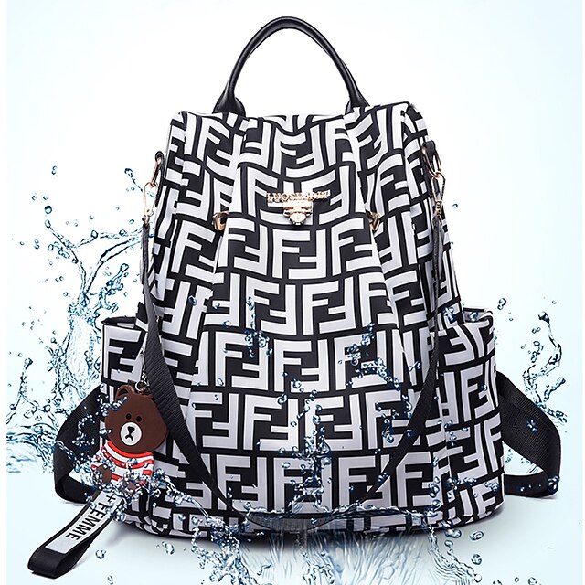  Oxford Synthetic Pattern / Print School Bag Geometric Pattern Daily White / Brown / Fall & Winter