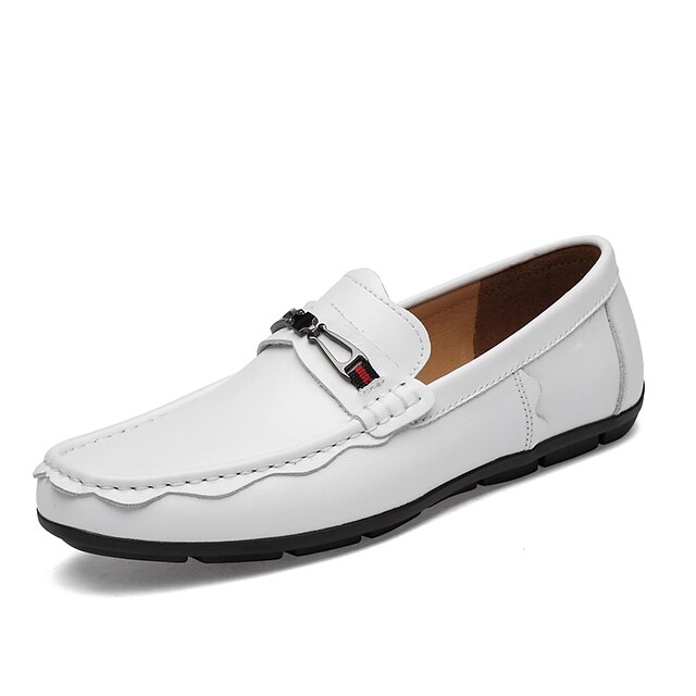  Men's Moccasin Nappa Leather Spring / Fall Business / Casual Loafers & Slip-Ons Non-slipping Black / White / Party & Evening / Party & Evening / Driving Shoes