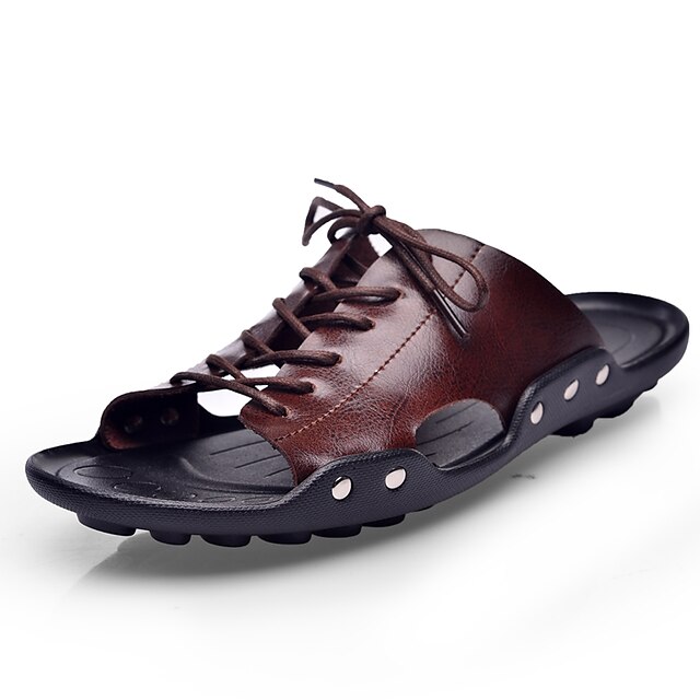  Men's Novelty Shoes Spring & Summer Beach Slippers & Flip-Flops Microfiber Breathable Non-slipping Wear Proof Light Brown / Dark Brown / Black