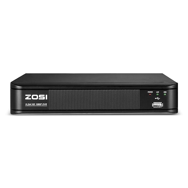  zosi 8-kanals h.264 ntsc / pal 1080p dvr-specifikation videokomprimering videoinspelning & uppspelning & säkerhetskopiering: 1080p hdd: 1 * intern sata-port (maximal kapacitet kan upp till 6 tb) nvr-k
