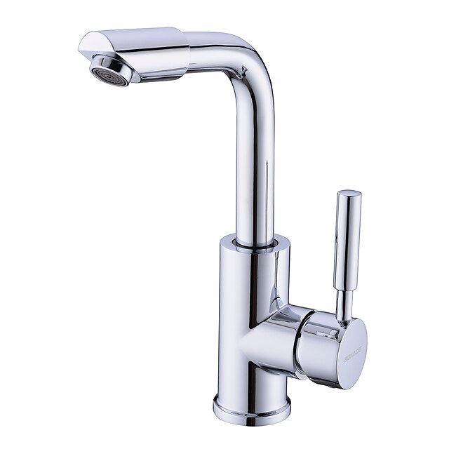  Bathroom Sink Faucet - Rotatable Chrome Centerset Single Handle One HoleBath Taps