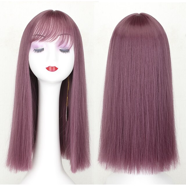  Perruque Synthétique Droit Jenifer Partie médiane Perruque Long Cheveux Synthétiques 24INCH Femme Ajustable Résistant à la chaleur Classique Violet