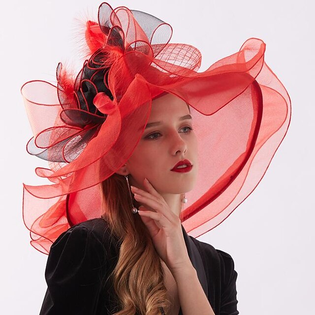 Organza Headwear with Flower / Ruffle 1 Piece Wedding / Sports & Outdoor Headpiece