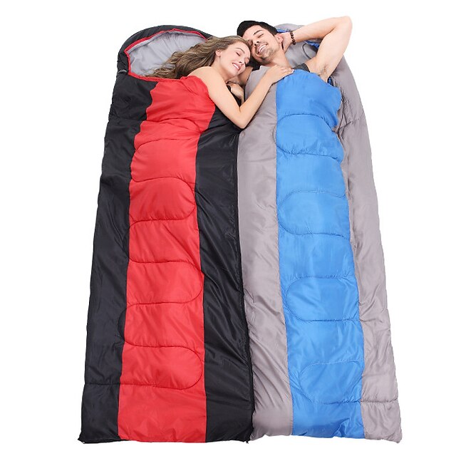  Sleeping Bag Outdoor Envelope Rectangular Bag 2 pcs for 2 person -5-15 °C Double Size Cotton Waterproof Portable Windproof Warm Moistureproof Ultra Light (UL) Breathability Anti-Insect Foldable