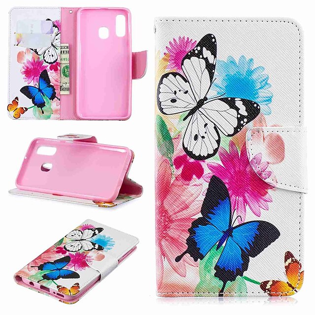  Case For Samsung Galaxy A6 (2018) / A6+ (2018) / A8 2018 Wallet / Card Holder / with Stand Full Body Cases Butterfly / Cartoon Hard PU Leather