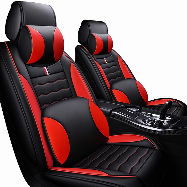  Car Seat Covers Headrest&Waist Cushion Kits PU Leather Artificial Leather universal Black / Red / Black / White / Black / Blue