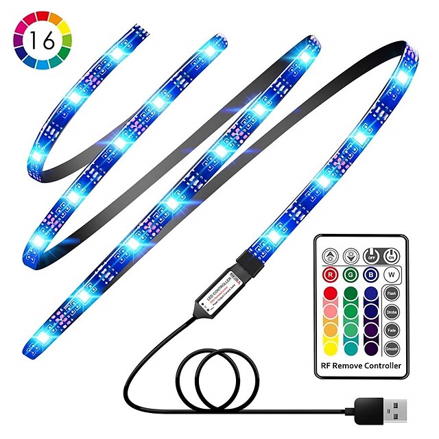  2m Light Sets LED Light Strips RGB Tiktok Lights 120 LEDs SMD5050 10mm 1 24Keys Remote Controller USB Linkable Color Gradient 5 V 1 set